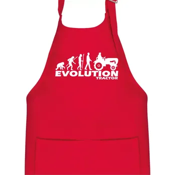 Kuchyňská zástěra Evoluce traktor - Dětská zástěra na vaření - Univerzální velikost ( Červená )