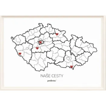 Vzpomínková mapa Naše cesty – Česko, A3 + rám - doprava zdarma od 1499 Kč