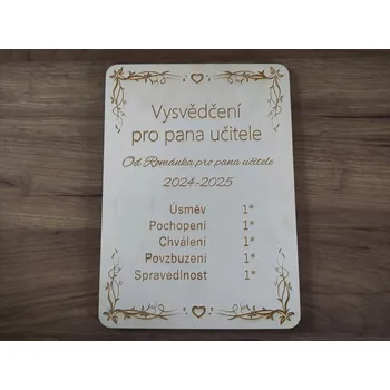 Dřevěná hračka Vysvědčení pro učitelé