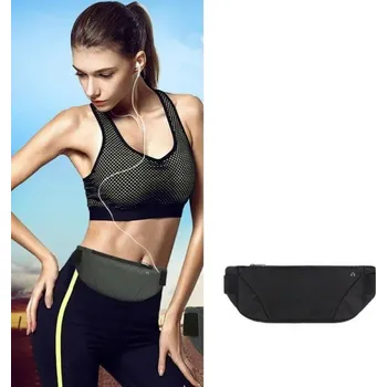 Ledvinka Sportovní běžecká černá ledvinka 33 x 12 cm Unisex voděodolná taška na běhání Lehká ledvinka přes pas Prodyšná kapsa na mobil a klíče Pás na zip