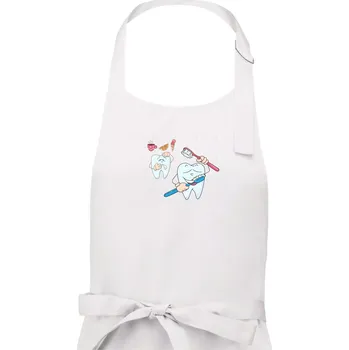 Kuchyňská zástěra Zubařské tričko - kartáček a jídlo - Dámská zástěra na vaření - Univerzální velikost ( Bílá )