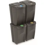 Sada 4 odpadkových košů Soorti na tříděný odpad 4 x 35 l šedá