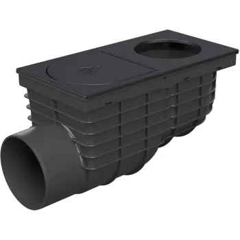 kanalizační vpusť Lapač střešních splavenin "GAJGR" D 100 mm boční plastový s litinovým povrchem, černý 325D Li (DN110)