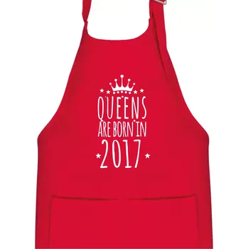 Kuchyňská zástěra Queens are born in 2017 - Dětská zástěra na vaření - Univerzální velikost ( Červená )