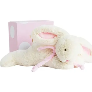Výuková hračka Doudou Dárková sada - Plyšový králíček pink 30 cm