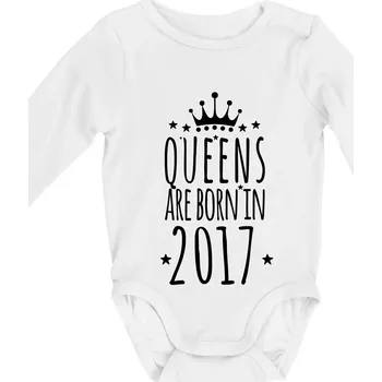 Kojenecký body Queens are born in 2017 - Body kojenecké s dlouhým rukávem - Dlouhý r. do 3 měs ( Bílá )