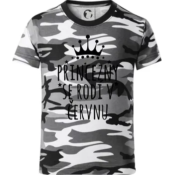 Chlapecké tričko Princezny se rodí v červnu - Dětské maskáčové triko - 146 cm/10 let ( Šedý maskáč )