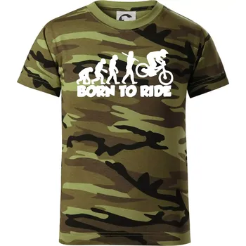 Evoluce Born to ride - Dětské maskáčové triko - 146 cm/10 let ( Zelený maskáč )