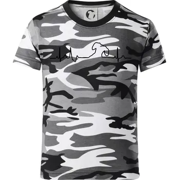 Chlapecké tričko Jezevčík EKG - Dětské maskáčové triko - 122 cm/6 let ( Šedý maskáč )