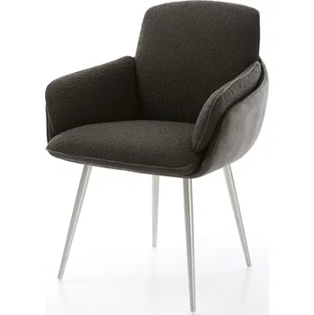 Jídelní židle DELIFE Jídelní židle Luan-Flex s područkami kombinace materiálů černá 4-nohá zúžená nerezová ocel