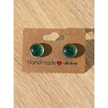 Náušnice Handmade Náušnice pecky chirurgická ocel zelené sklo