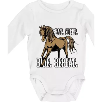 Kojenecký body Eat Sleep Ride Repeat Western - Body kojenecké s dlouhým rukávem - Dlouhý r. do 3 měs ( Bílá )