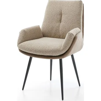 Jídelní židle DELIFE Jídelní židle Clea-Flex kombinace materiálů tmavě béžová 4-nohá zúžená černá
