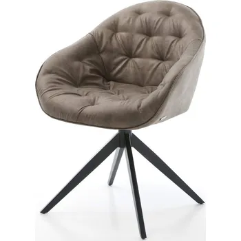 Jídelní židle DELIFE Jídelní židle Gaio-Flex mikrovlákno taupe vintage křížová podnož široká černá 360° otočná houpací funkce