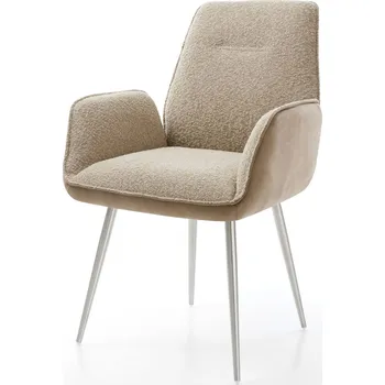 Jídelní židle DELIFE Jídelní židle Zoa-Flex kombinace materiálů tmavě béžová 4-nohá zúžená nerezová ocel taštičkové pružiny