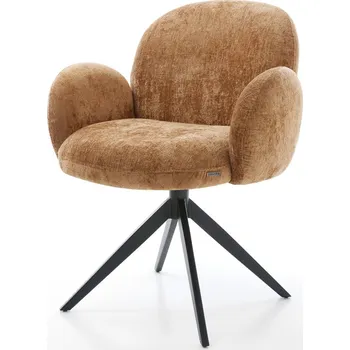 Jídelní židle DELIFE Jídelní židle Nube-Flex s područkami žinylka rezavá křížová podnož široká černá otočná o 360° houpací funkce taštičkové pružiny