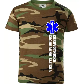 Chlapecké tričko Hvězda života - zdravotnická záchranná služba - Dětské maskáčové triko - 122 cm/6 let ( Hnědý maskáč )
