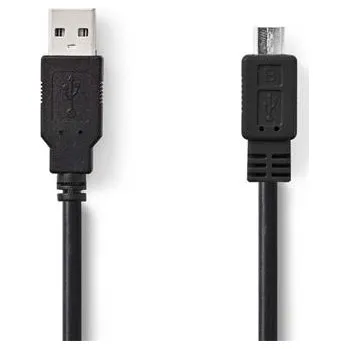 Kabel do PC NEDIS kabel USB 2.0/ zástrčka USB-A - zástrčka micro-B/ černý/ box/ 3m