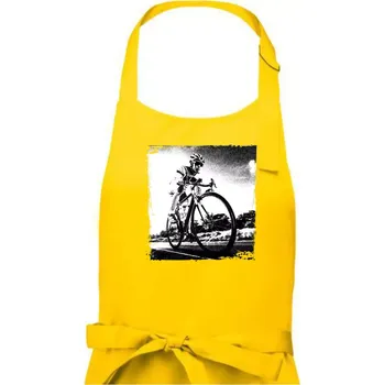 Kuchyňská zástěra Cyklista černobílá cesta - Pánská zástěra na vaření - Univerzální velikost ( Žlutá )