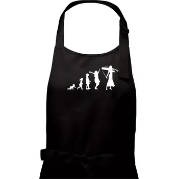 Kuchyňská zástěra Evoluce cellistka - Dámská zástěra na vaření - Univerzální velikost ( Černá )