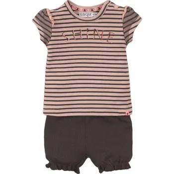 Kojenecká souprava DIRKJE Set 2dílný kr. kalhoty 80 Smokey Pink+Stripe+Smokey Grey