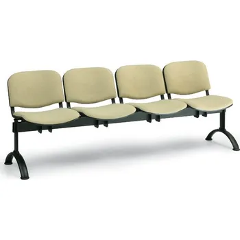 Čalouněná lavice VIVA, 4-sedák - černé nohy, oranžová