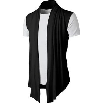 Pánský svetr Pánský cardigan s krátkým rukávem F1119 černá XXS