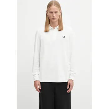 Pánské tričko Bavlněné tričko s dlouhým rukávem Fred Perry, L, bílá, 00X