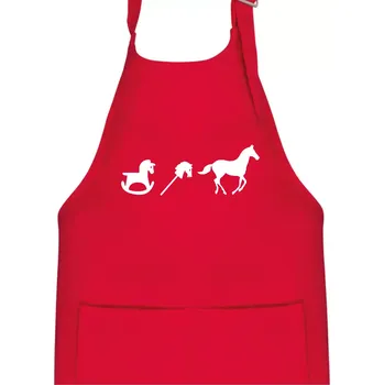 Kuchyňská zástěra Evoluce koně - Dětská zástěra na vaření - Univerzální velikost ( Červená )