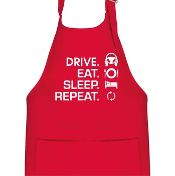 Kuchyňská zástěra Drive eat sleep repeat - Dětská zástěra na vaření - Univerzální velikost ( Červená )