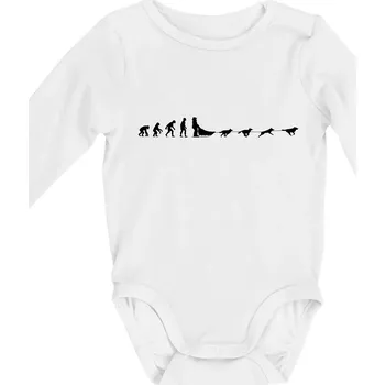 Kojenecký body Evoluce psí spřežení - Body kojenecké s dlouhým rukávem - Dlouhý r. do 3 měs ( Bílá )