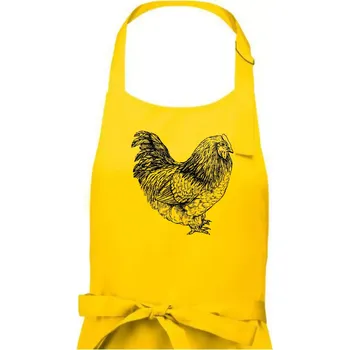 Kuchyňská zástěra Slepice černobílá - Dámská zástěra na vaření - Univerzální velikost ( Žlutá )