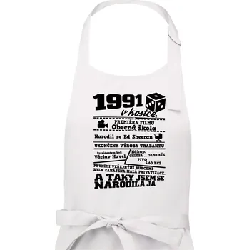 Kuchyňská zástěra 1991 v kostce - Dámská zástěra na vaření - Univerzální velikost ( Bílá )
