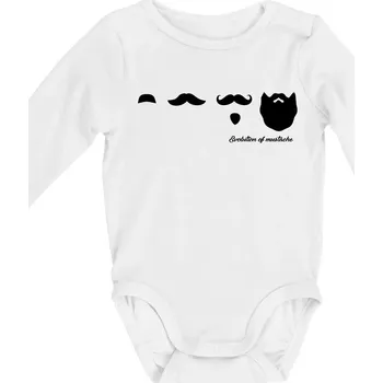 Kojenecké oblečení Evolution mustache - Body kojenecké s dlouhým rukávem - Dlouhý r. do 3 měs ( Bílá )