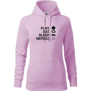 Dámská mikina Play Eat Sleep Repeat volejbal - Mikina dámská Cape s kapucí - L ( Orchid )