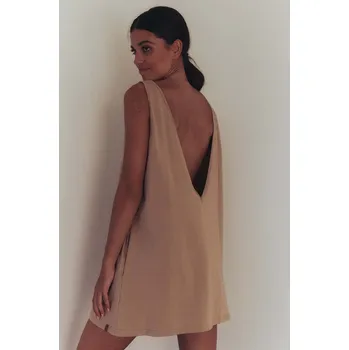 Dámské šaty Bavlněné šaty MUUV. sukienka #SKATEGIRL suk.skategirl.black béžová 80X, vel. S