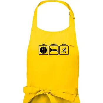 Kuchyňská zástěra Eat sleep run čtverce - Dámská zástěra na vaření - Univerzální velikost ( Žlutá )