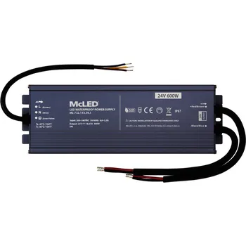 LED páska MCLED Napájecí zdroj 600W, DC24V/25A, IP67, hliníkové provedení