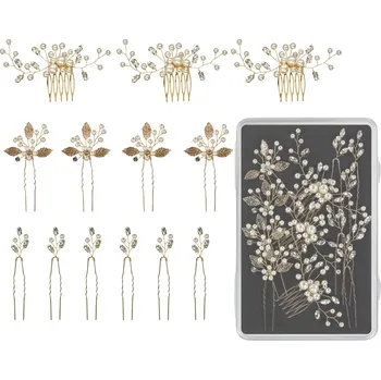 Sada ozdobných vlásenek a hřebínků Sibel Festive Hair Pins Golden Color Kit - 13 ks, zlatá + dárek zdarma