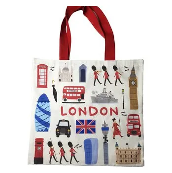 Nákupní taška Znovupoužitelná bavlněná taška se zipem Londýnské suvenýry