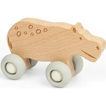 Výuková hračka Bigjigs Toys Zvířátko na kolečkách Safari Hroch