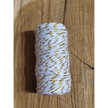 Bavlněná šňůra Ø1,5 mm s lurexem vánoční, barva bílá zlatá