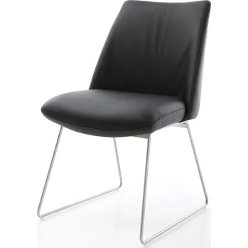Jídelní židle DELIFE Jídelní židle Elso-Flex pravá kůže černá tenká podnož nerezová ocel taštičkové pružiny