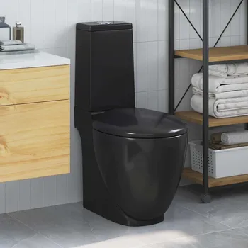 Klozet Keramické WC kombi kulaté spodní odpad černé IM_3059889