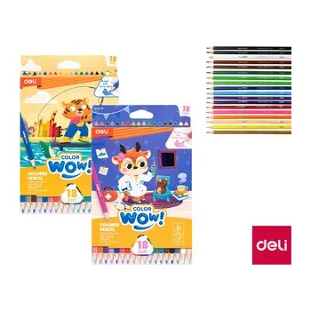 Pastelky trojhranné 18 barev WOW DELI EC138-18 mix