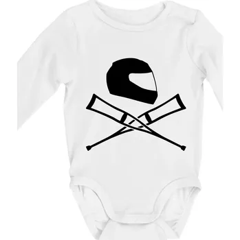 Kojenecký body Silniční helma / berle - Body kojenecké s dlouhým rukávem - Dlouhý r. do 3 měs ( Bílá )