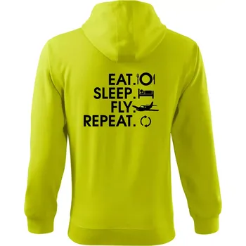 Pánská móda Eat sleep fly repeat - Mikina s kapucí na zip trendy zipper - S ( Limetková )