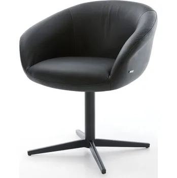 Jídelní židle DELIFE Jídelní židle Vinka-Flex s područkami pravá kůže černá podnož křížová černá 360° otočná taštičkové pružiny