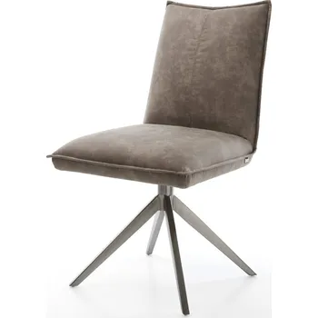 Jídelní židle DELIFE Jídelní židle Lelio-Flex mikrovlákno taupe vintage křížová podnož široká grafitová 360° otočná houpací funkce taštičkové pružiny