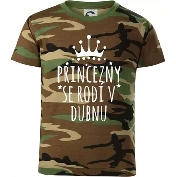 Chlapecké tričko Princezny se rodí v dubnu - Dětské maskáčové triko - 134 cm/8 let ( Hnědý maskáč )